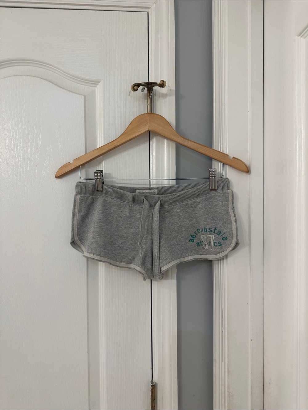 Vintage Aeropostale Light Gray Cozy Sweat booty shorts with Drawstring Y2K